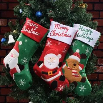 Merry Christmas Socks Santa Stocking Christmas Tree Pendant Christmas Decorations For Home 2022 Xmas Gift