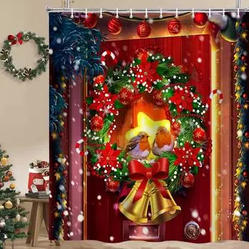 Merry Christmas Tree Bathing Curtain Bathroom Shower Curtain Waterproof With 12 Hooks Home Deco Free Ship 180*180cm