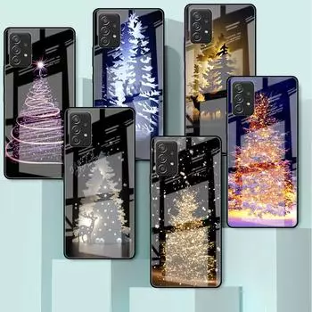 Стеклянный чехол Merry Christmas Tree Deer для Samsung Galaxy A52 A71 A50 A51 A70 A21s A31 A72 A10 A12 A30 A22 5G Phone Cover Samsung A53 5G