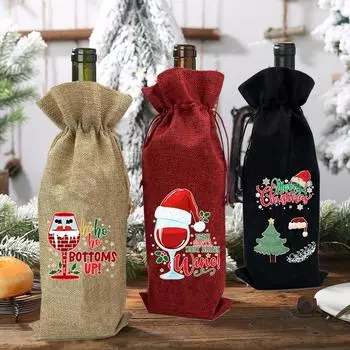 Merry Christmas Wine Bag Coworker Christmas Gifts Santa Bottle Dinner Party Xmas Table Bottle Bags Christmas Decoration S
