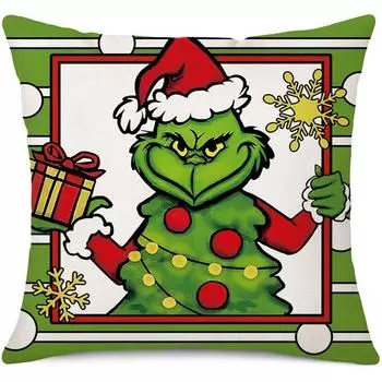 Merry Cushion Christmas Cover Xmas Home Sofa Throw Pillow Case Fairy Tale Style A