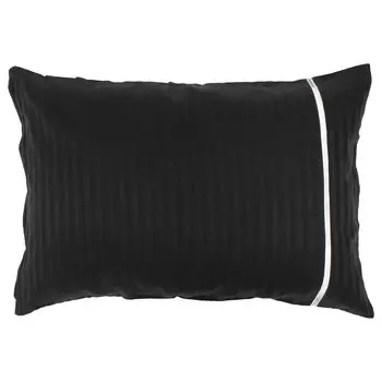 Merry Night inico Series Cotton Satin Weave Striped Pillow Cover Charcoal Gray Zipper Type 43 x 63 cm Ladder Lace on One Side Simple Elegant Gloss