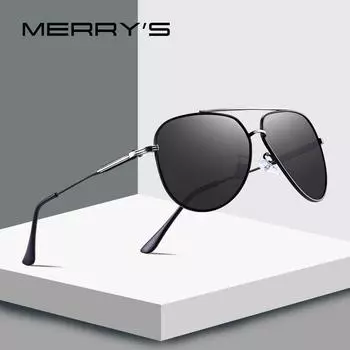 MERRY S DESIGN Мужские солнцезащитные очки-пилоты HD Поляризованные солнцезащитные очки для мужчин Защита UV400 S 8123 чёрный