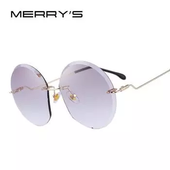 MERRY S DESIGN Женские круглые солнцезащитные очки без оправы с градиентными линзами UV400 Защита S 6116