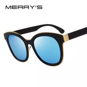 MERRY S Женские модные поляризованные солнцезащитные очки кошачий глаз со 100% защитой от ультрафиолета S 6075 чёрный