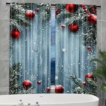 Merry Xmas 2 шт. Комплект штор в деревенском стиле, красные и зеленые шторы для спальни, комплект штор для гостиной, 2 шт. Бесплатная доставка 50W160H(CM)x2Panel&Hook