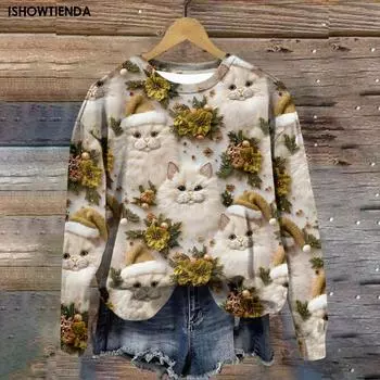 Merry Xmas толстовка женская винтажная с 3d принтом с длинными рукавами и морским слоем легкие толстовки женские свитшоты мягкие женские S