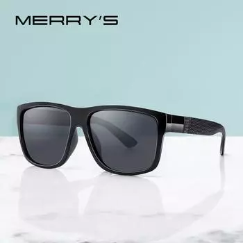 MERRYS DESIGN мужские классические поляризационные солнцезащитные очки мужские винтажные квадратные солнцезащитные очки UV400 S3008 чёрный