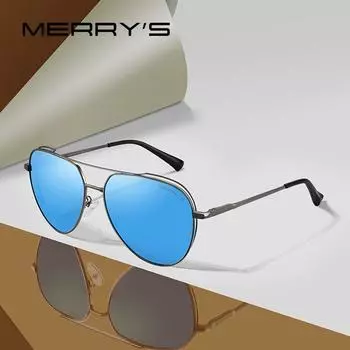 MERRYS DESIGN Мужские классические поляризационные солнцезащитные очки Pilot HD для вождения с защитой UV400 S8183 чёрный