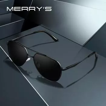 MERRYS DESIGN мужские классические солнцезащитные очки-пилоты в авиационной оправе HD поляризационные солнцезащитные очки для вождения S8316 чёрный