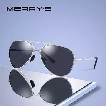 MERRYS DESIGN мужские классические солнцезащитные очки-пилоты HD поляризационные солнцезащитные очки титановый сплав с эффектом памяти UV4 чёрный