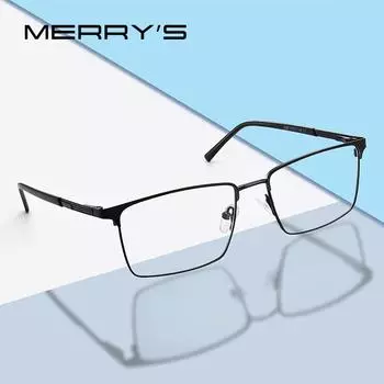 MERRYS DESIGN мужские модные очки из сплава с оптикой, оправа для очков, мужские квадратные сверхлегкие очки S2163 чёрный