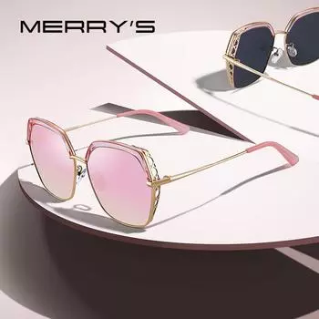 MERRYS DESIGN женские роскошные квадратные поляризованные солнцезащитные очки женские модные трендовые солнцезащитные очки UV400 Pro чёрный