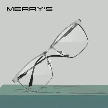 MERRYS мужские роскошные очки из титанового сплава с оптикой, оправа для очков, мужские квадратные сверхлегкие очки S2118 чёрный