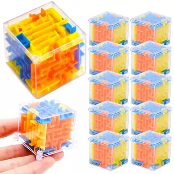 merrytime Мини-куб 3D Лабиринт 3D Головоломка Брелок Игрушка Приз Ярмарка День Событие Фестиваль Набор из 10 товаров для вечеринок Фестиваль Ностальгический Ретро Большой Размер Бонус Дети