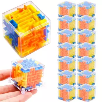 merrytime Мини-куб 3D Лабиринт 3D Головоломка Брелок Игрушка Приз Ярмарка День Событие Фестиваль Набор из 15 товаров для вечеринок Фестиваль Ностальгический Ретро Большой Размер Бонус Дети