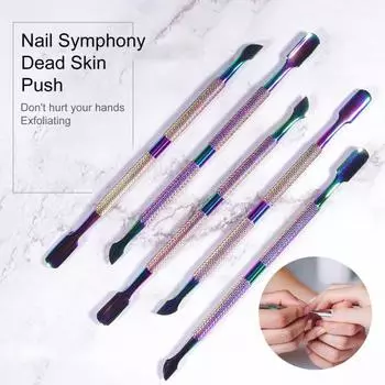 Мертвая кожа Pusher Художественные инструменты Тиснение дизайна ногтей Противоскользящие серебряный
