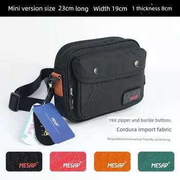Mesap Street Fashion Nylon Magic Tape Crossbody Bag Mini version Black