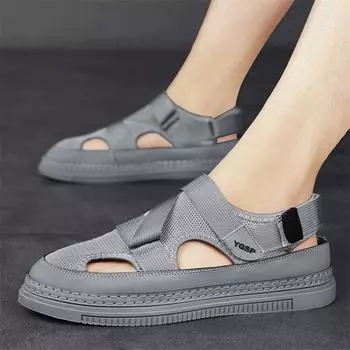 Mesh board shoes men s summer 2024 new bag head men s shoes hollow breathable trendy shoes student casual driving shoes 39