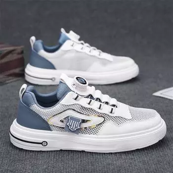 Mesh board shoes men s white shoes summer men s shoes 2025 new casual sports trendy shoes student rotating buttons 39
