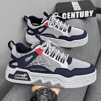 Mesh board shoes student youth summer casual men s shoes heightened breathable versatile hollow sandals men s 2025 new 39