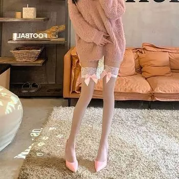 Mesh Bow Stockings Japanese Silk Stockings Sweet Over-the-knee Stockings Club