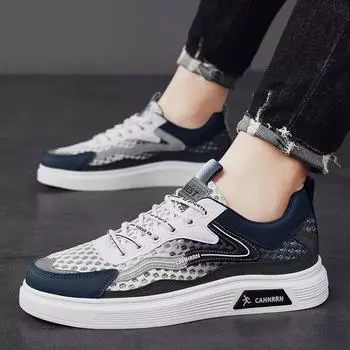 Mesh breathable board shoes teen students summer flat men s shoes casual trendy shoes men s 2025 new sports shoes 39