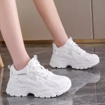 Mesh breathable dad shoes 2024 spring and autumn new Korean version of women s sports shoes student platform casual shoes 35 белый