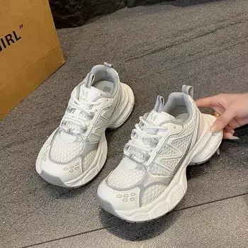 Mesh breathable dad shoes women s summer new single mesh versatile thick-soled soft leather casual sports shoes tide 35