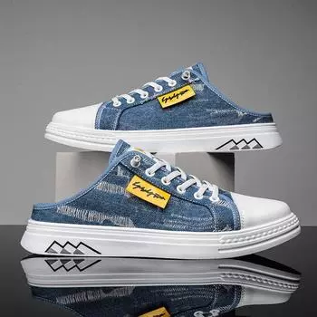 Mesh Breathable Flat Slippers Men s Half Slippers Non-slip Casual Shoes for Men Non-slip Half Slippers Mens Casual Mules 39 чёрный