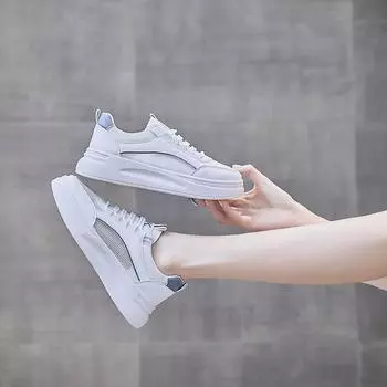 Mesh breathable little white shoes women s summer 2025 new versatile board shoes thin net shoes hollow white shoes casual sports 35
