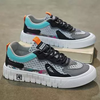 Mesh breathable men s shoes summer new hollow mesh youth leisure sports thin lightweight soft baseplate shoes men 39 серый