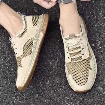 Mesh Breathable Non-Slip Casual Sneakers Men s Shoes Outdoor Hiking Sports Shoes Male Soft Work Flats Footwear Tenis Masculinos 38 песчаный