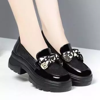 Mesh breathable shallow loafers commuting versatile women s shoes mother shoes 2025 spring new thick-soled heightening single shoes 35