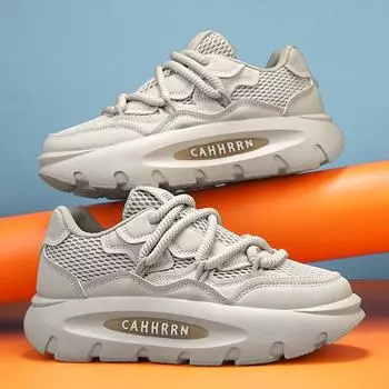 Mesh breathable sneakers men s casual men s shoes platform dad shoes student bread tide shoes spring 2025 new 39