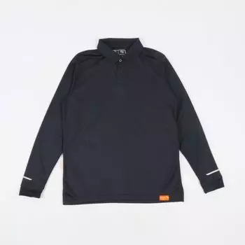 Mesh Breathable Solid Color Fitness Running Long Sleeve Polo Shirt Navy blue (partial flaw) S