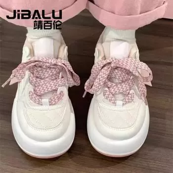 Mesh Breathable Thick Sole Round Toe Cute and Sweet Low Top Women Skateboarding Shoes Comfortable Casual Board Shoes 35