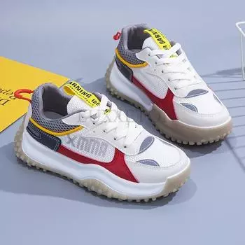Mesh Breathable Thick Soled Dad Shoes Women Trendy New Versatile Casual and Comfortable Lace Up Sports Shoes Spring Autumn New 35 синий