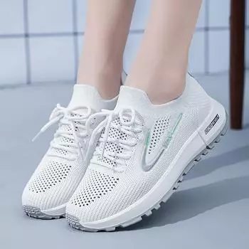 Mesh Breathable Women Casual Sneakers Lace-up Vulcanized Shoes Ladies Platform Sneakers Female Shoes 35
