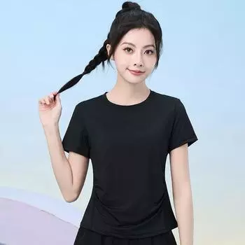 Mesh Breathable Yoga Clothes Female 2025 New Arrival Internet Celebrity Workout Clothes Professional Morning Jog Suits Pilates Quick Drying Clothes Black short sleeve L
