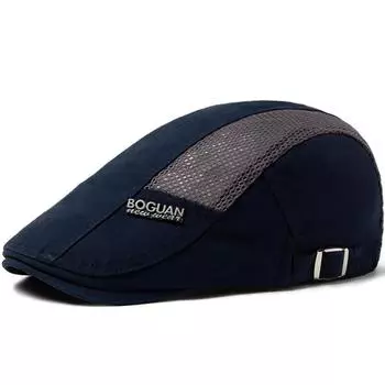 Сетчатая кепка-берет для мужчин, модные береты с буквенным принтом, летние хлопковые дышащие солнцезащитные козырьки для женщин, повседневная шляпа-утконос, регулируемая тёмно-синий