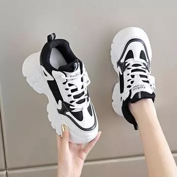 Mesh dad shoes 2024 spring and autumn new fashion Korean version of women s sports shoes heightened platform casual women s single shoes 35 белый
