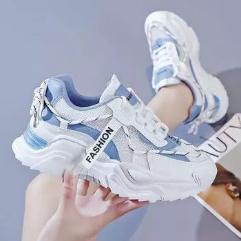 Mesh dad shoes children s autumn 2024 popular versatile casual junior high school students sports shoes women s lightweight running shoes 35 синий