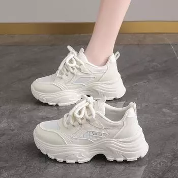 Mesh dad shoes women s super fire 2024 new spring and autumn soft-soled shoes platform casual sports shoes white shoes women s shoes 35