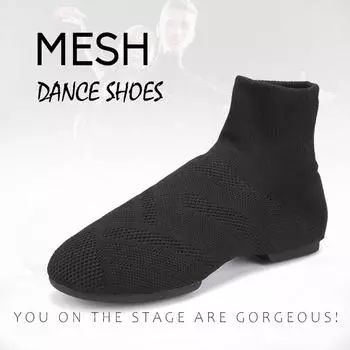 Танцевальная обувь с сеткой для девочек и женщин, танцевальная обувь для вальса, танго, йоги, балета, учителя, танцевальная обувь с высоким берцем, танцевальная обувь 34 чёрный
