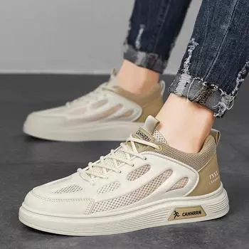 Mesh flat baseplate shoes men s casual men s shoes summer 2025 new little white shoes student breathable trendy shoes youth 39