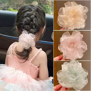Mesh Flower Hair Clip Sweet Cute Princess Head Side Duckbill Clip Sweet Girls Hairpins Headwear Hair Style Accessories