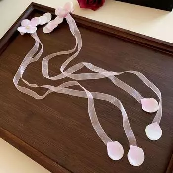 Mesh Flower Hairpin Pearl Ribbon Duckbill Clip Sweet Simulation Flower Hair Clips Girl