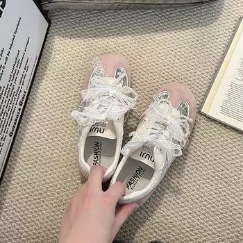 Mesh lace breathable shoes women s spring and summer new ballet casual Forrest Gump sneakers tide 35