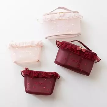 Сетчатая вышитая кружевная косметичка с надписью «Любовь» для переноски, милый подарок паре на День святого Валентина A красный